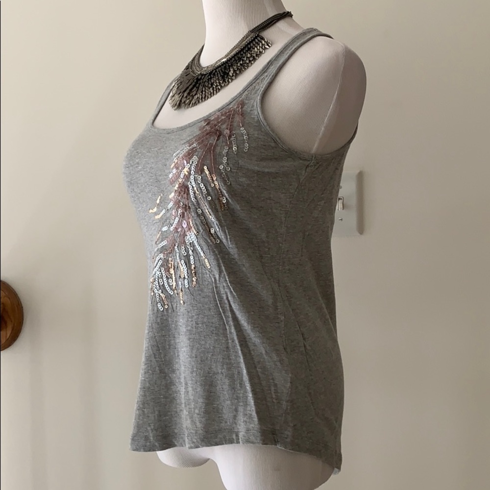 Banana Republic gray sequins embroidered tank